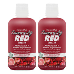 NaturesPlus Source of Life RED liquid bottle for energy support.