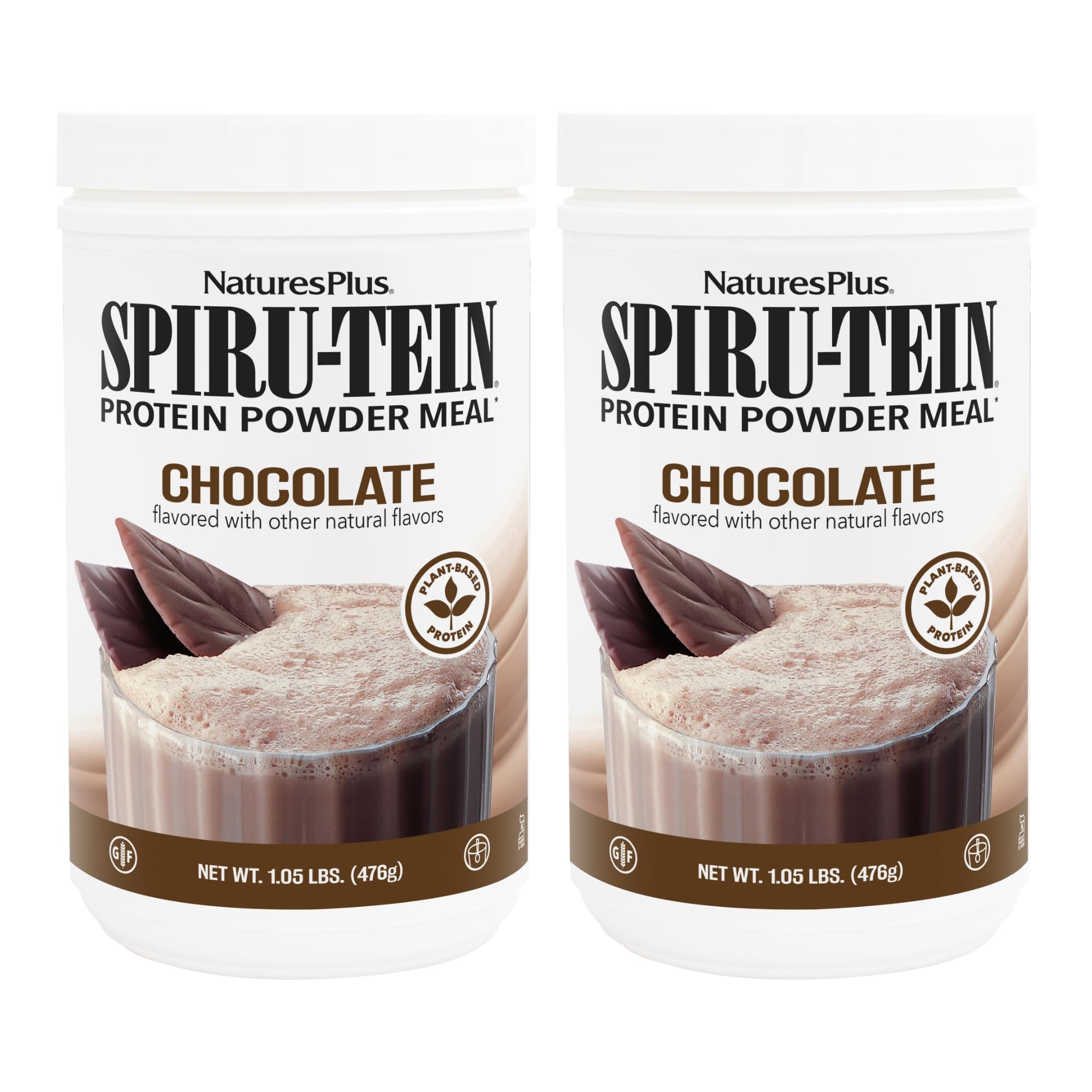 NaturesPlus SPIRU-TEIN chocolate packaging shows a plant-based protein option for daily fueling