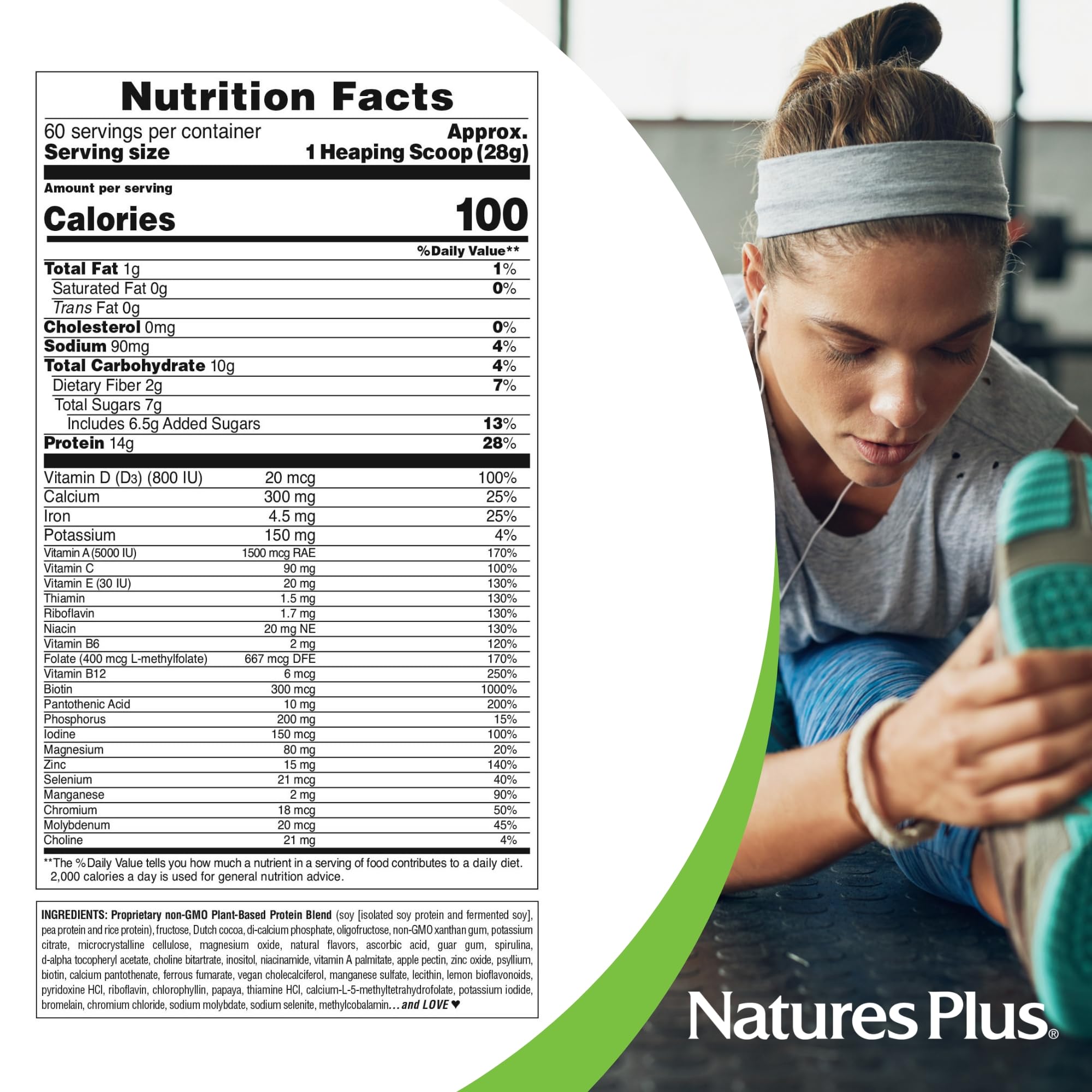 NaturesPlus SpirU-Tein packaging opened with fresh seal preserving nutrition.