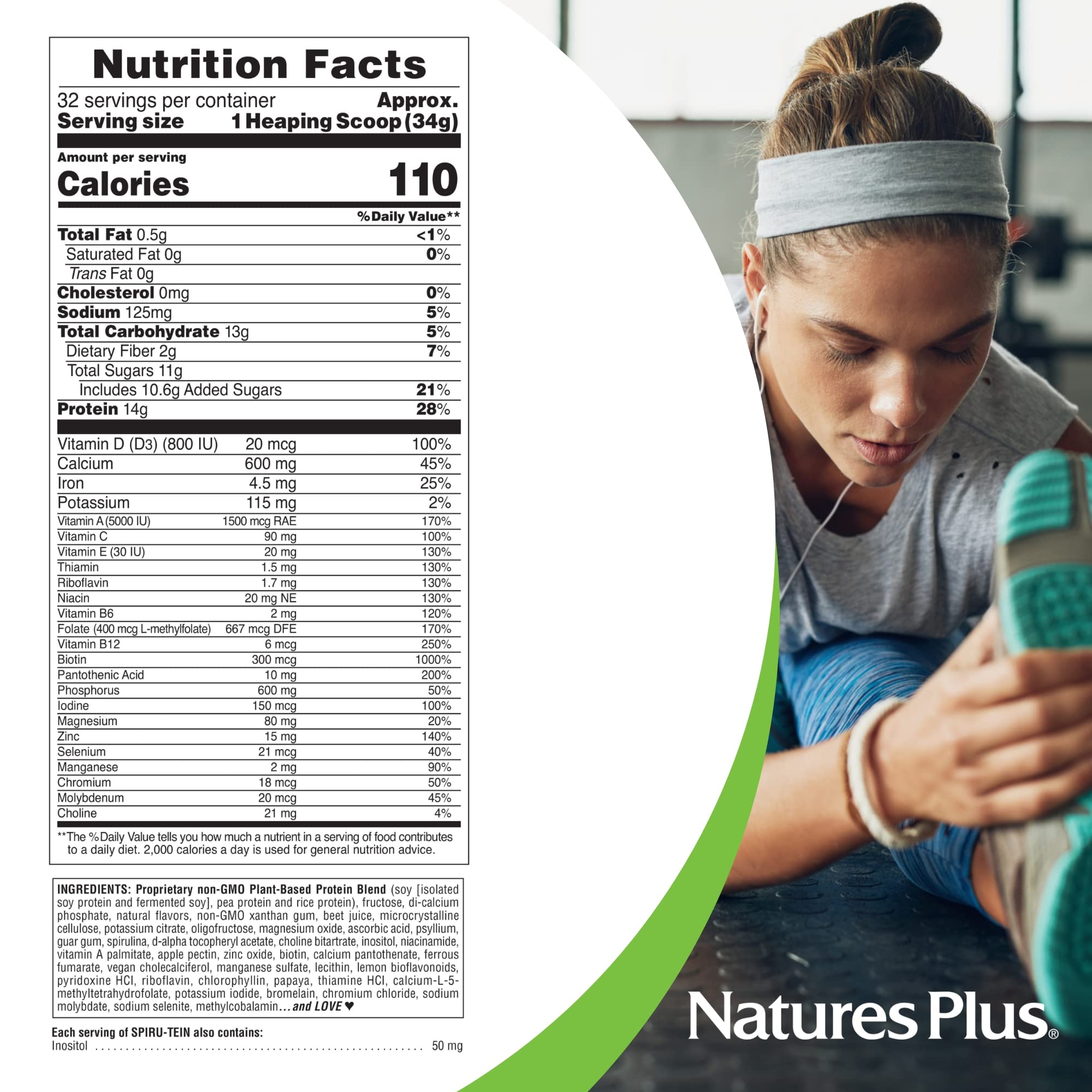 NaturesPlus SpirU-Tein strawberry scoop and powder shows versatile mix
