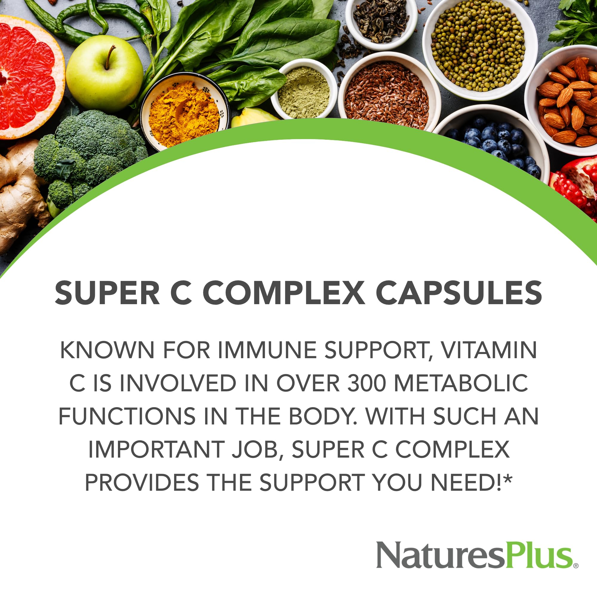 Nature's Plus Super C Complex bioflavonoids graphic illustrating phytonutrient blend