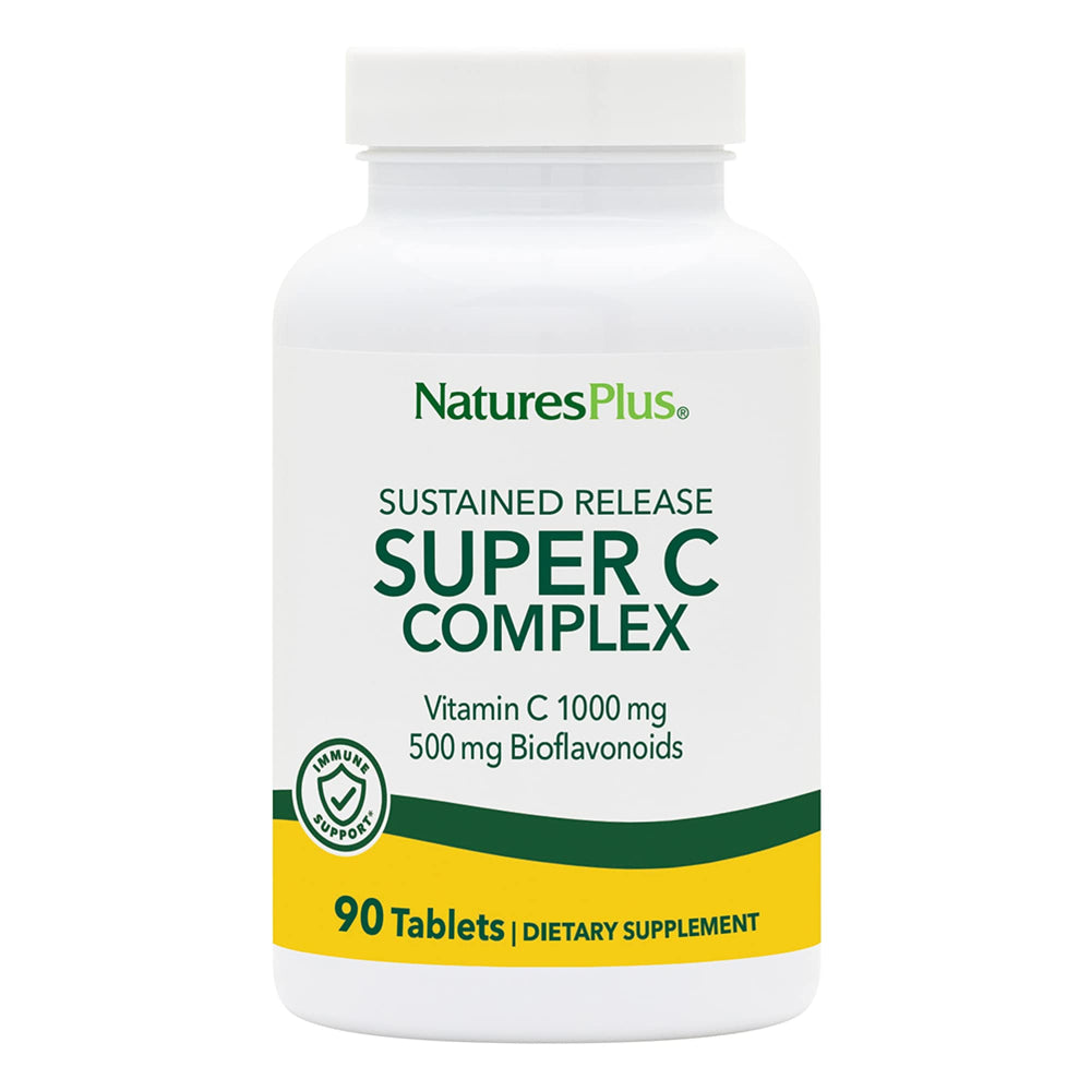 NaturesPlus Super C Complex bottle-front view highlighting sustained release formula for daily wellness