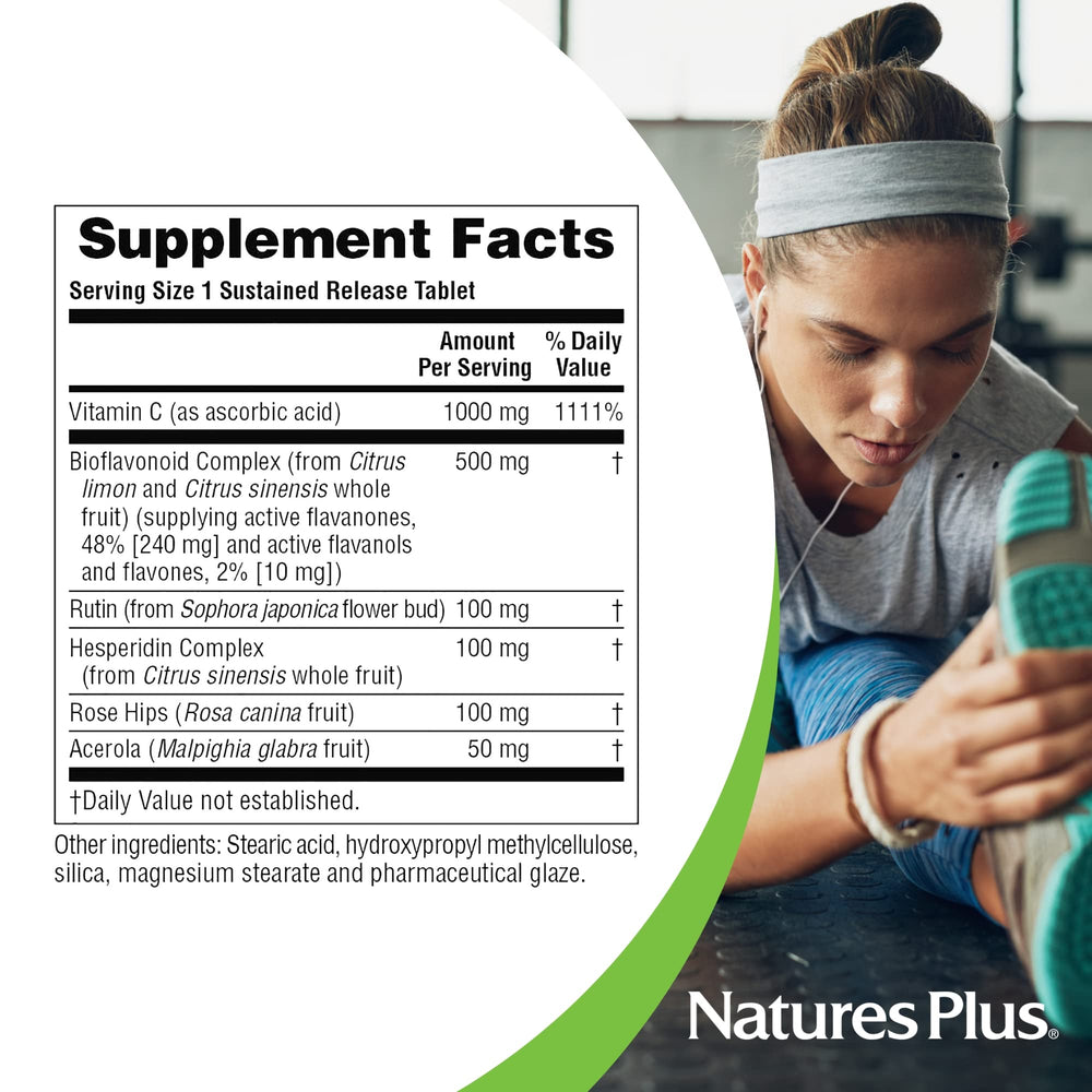 Nature's Plus Super C Complex bottle held in hand for everyday immune support