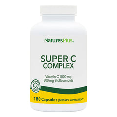 Nature's Plus Super C Complex bottle showing daily vegan vitamin C support