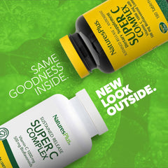 Nature's Plus Super C Complex label closeup highlighting vitamin C and bioflavonoids