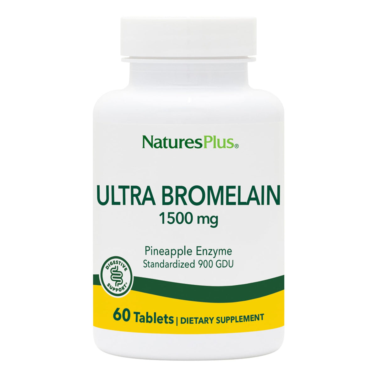 NaturesPlus Ultra Bromelain 1500mg bottle front promoting joint support and digestion