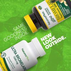 NaturesPlus Ultra Bromelain 1500mg bottle label highlighting potency for digestion and joints