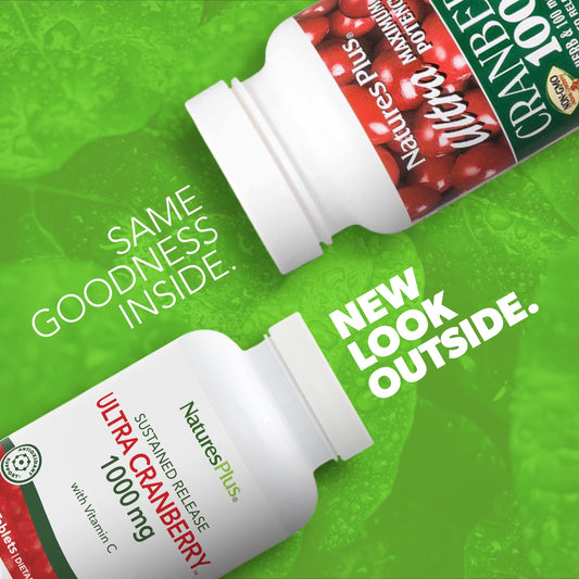 NaturesPlus Ultra Cranberry 1000 bottle back showing supplement facts.