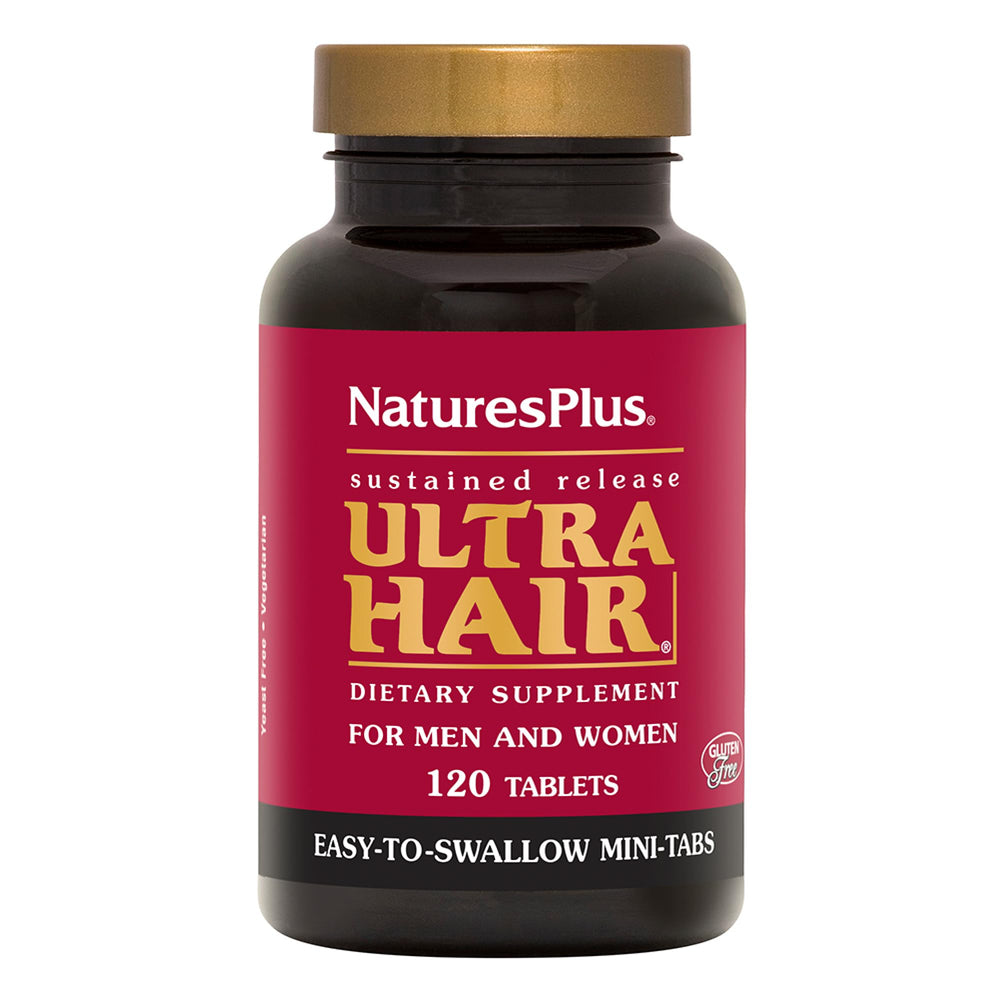 NaturesPlus Ultra Hair bottle front—daily nourishment for healthier-looking hair.
