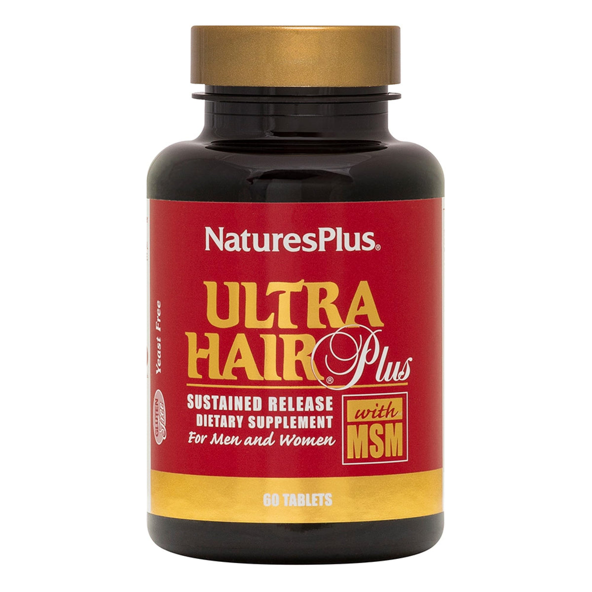 NaturesPlus Ultra Hair Plus bottle with tablets for sustained nourishment