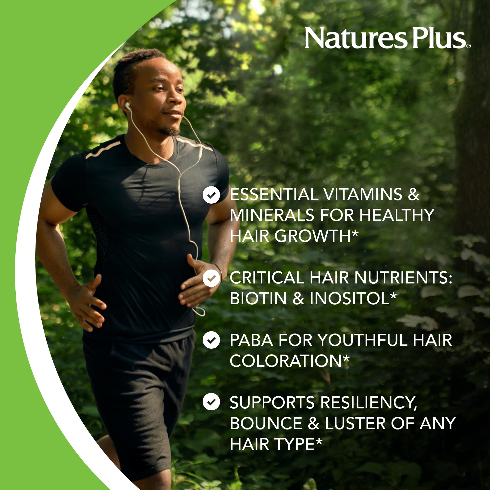 NaturesPlus Ultra Hair Plus label featuring gluten-free formulation