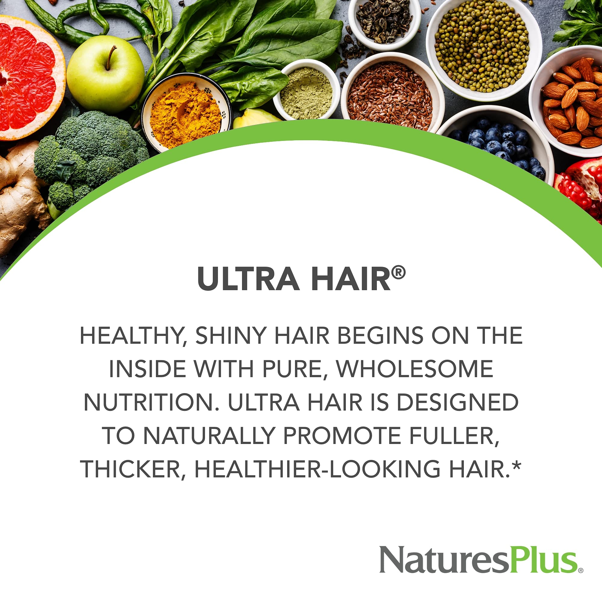 Close-up of Ultra Hair Plus tablets showing sustained release delivery