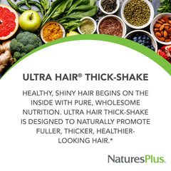 NaturesPlus Ultra Hair Thick Shake mixed in a glass shows creamy texture.