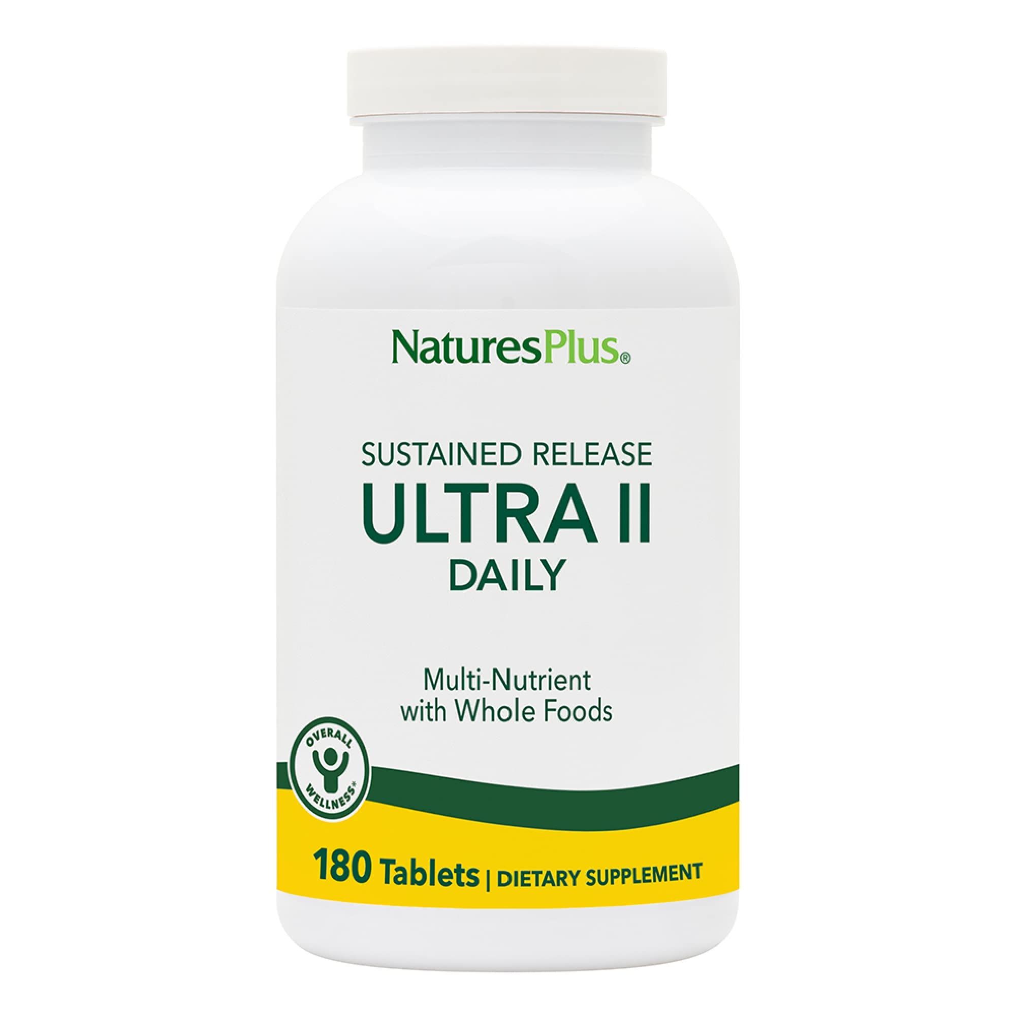 NaturesPlus Ultra II Daily bottle front promotes daily wellness with a complete multivitamin.