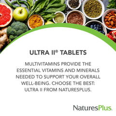 NaturesPlus Ultra II Daily tablets closeup shows easy-to-swallow tablets.