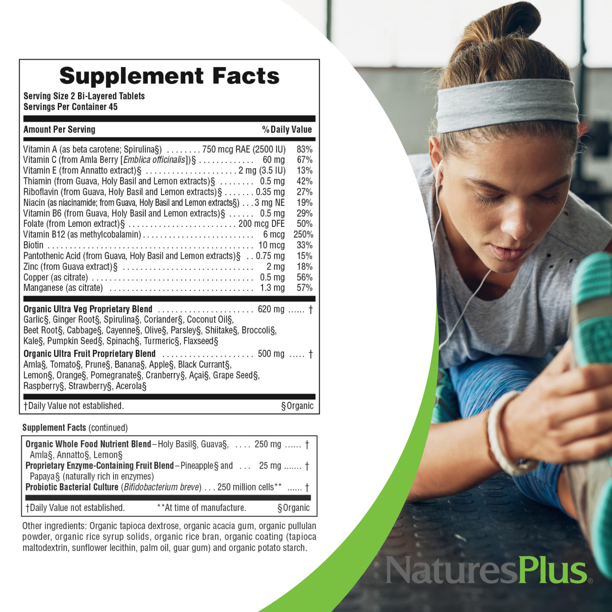 NaturesPlus Ultra Juice ingredients visual with fruits and vegetables.