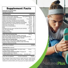 NaturesPlus Ultra Juice ingredients visual with fruits and vegetables.