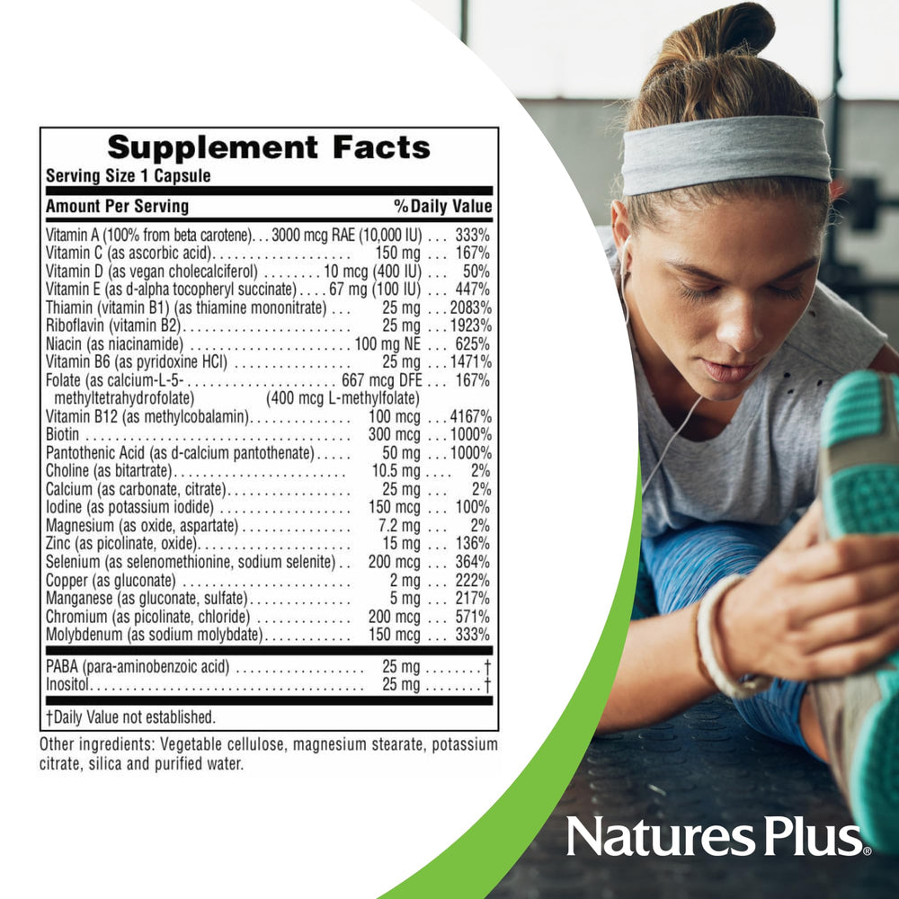 Graphic of Ultra One Daily Iron Free ingredients showing a clean, allergen-free profile.