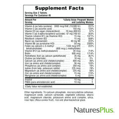 NaturesPlus Ultra Prenatal fortified rice bran base visible, supports digestion