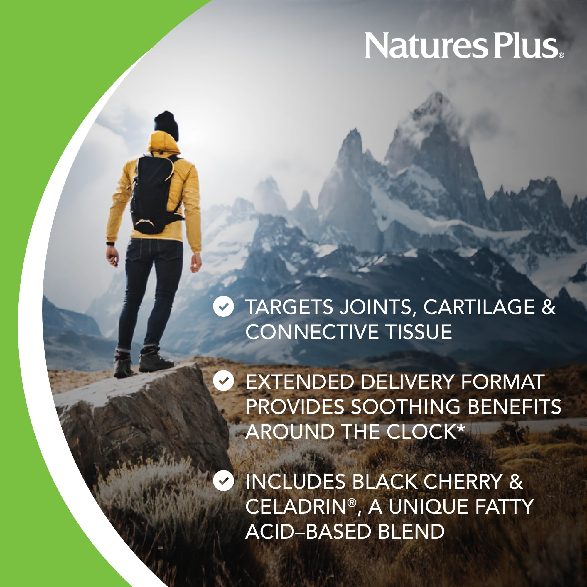 NaturesPlus Ultra Rx-Joint tablets close-up highlight easy-to-swallow capsules.