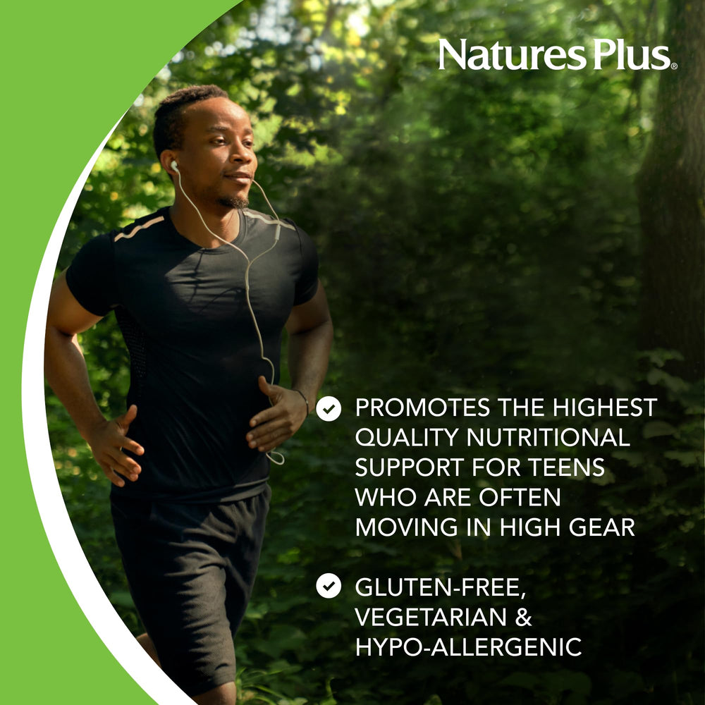 NaturesPlus Ultra Source of Life ingredients close-up shows whole-food nutrient blend.