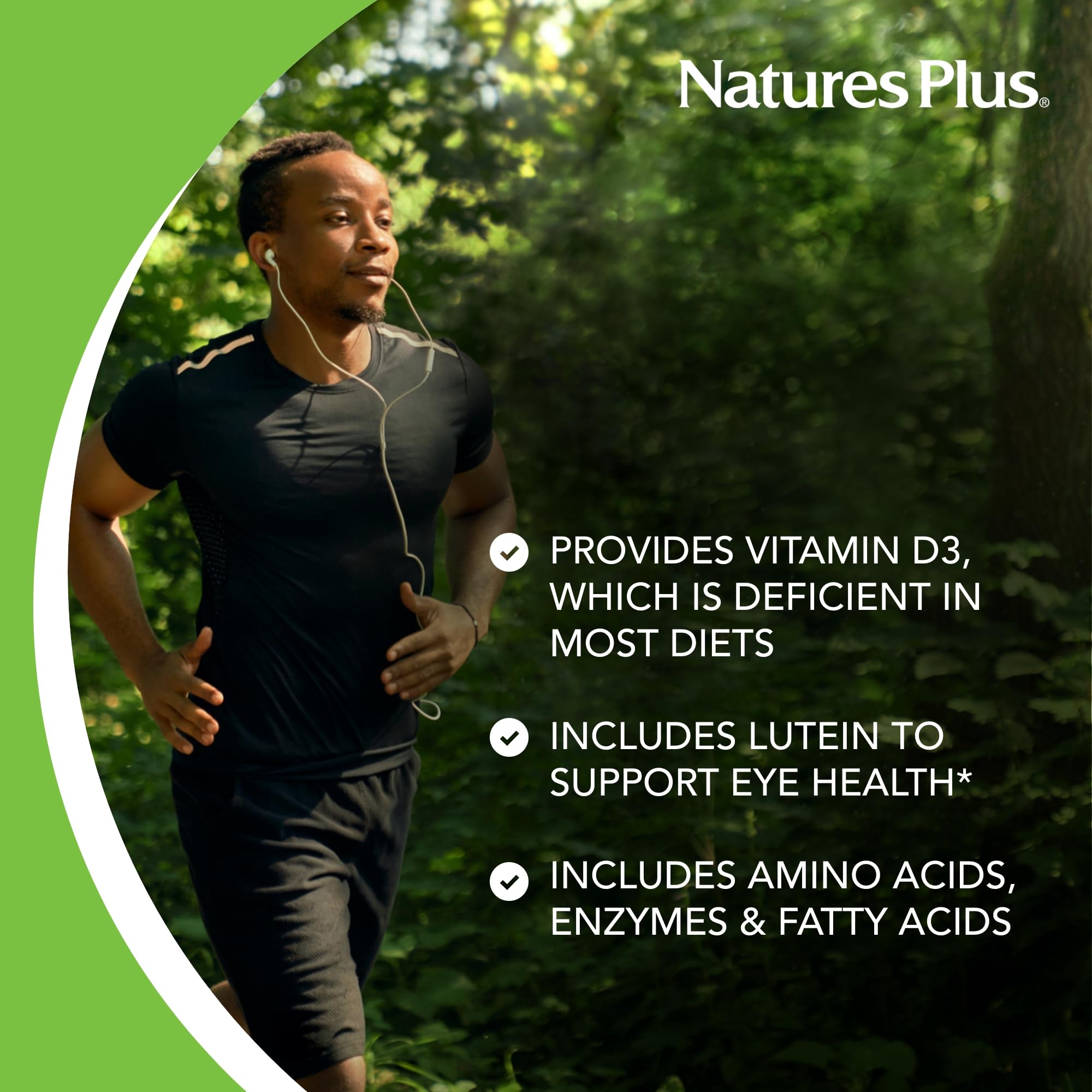 NaturesPlus Ultra Source of Life No-Iron packaging design reflects vegetarian and gluten-free formula.