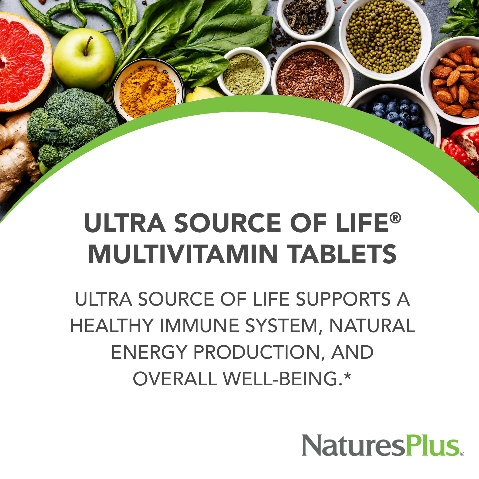 NaturesPlus Ultra Source of Life tablets pour demonstrates easy daily serving and tablet texture.