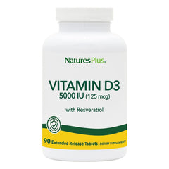 NaturesPlus Vitamin D3 Extended Release bottle on shelf for bone and immune support.