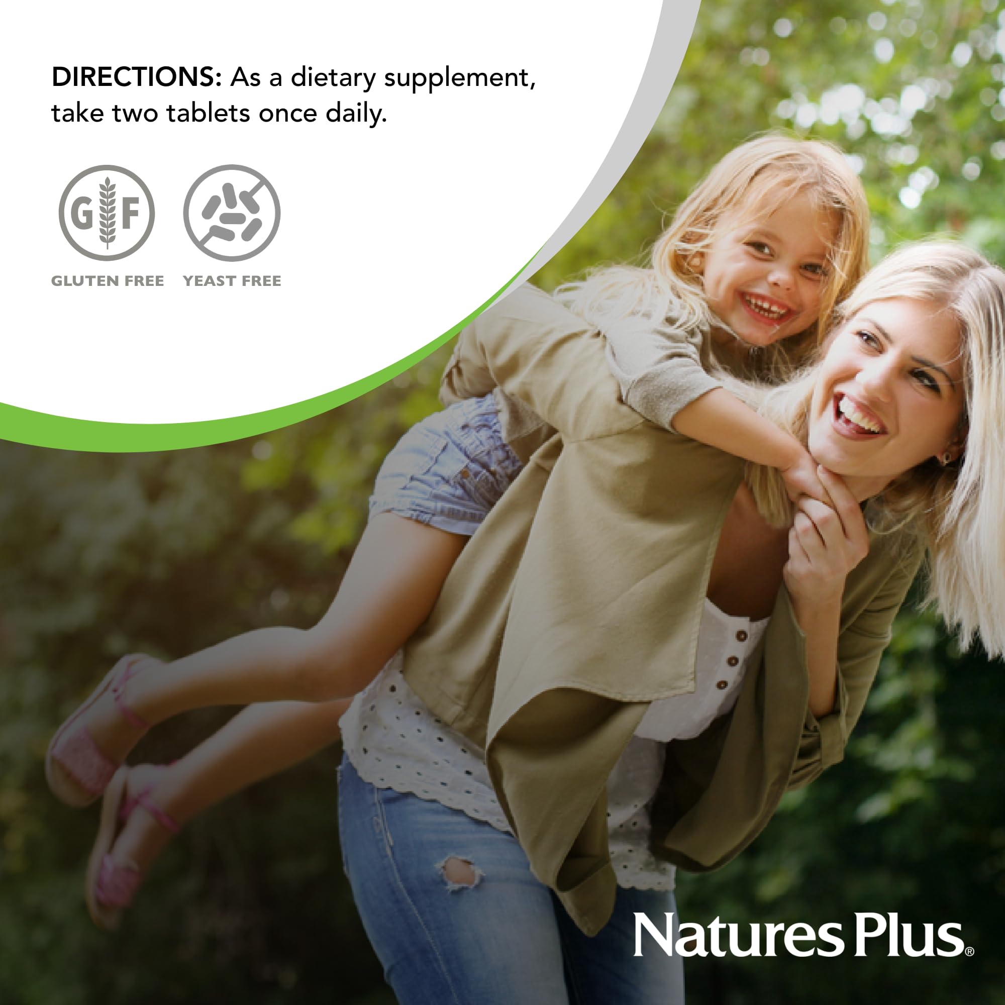 NaturesPlus Women’s Ultra Hair Plus label shows gluten-free and no artificial colors.