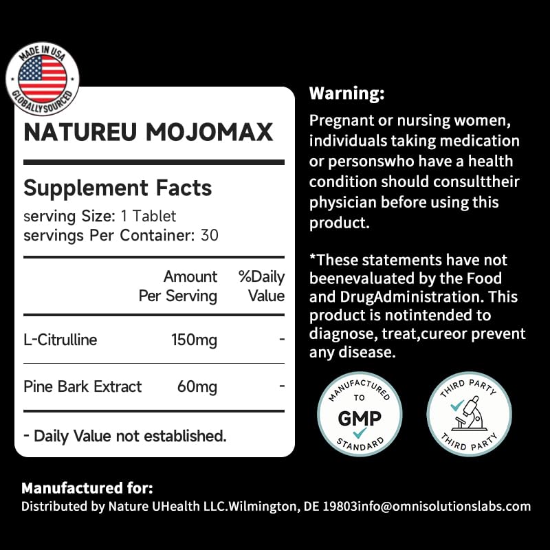 NatureU French Pine Bark extract label emphasizing circulation support.