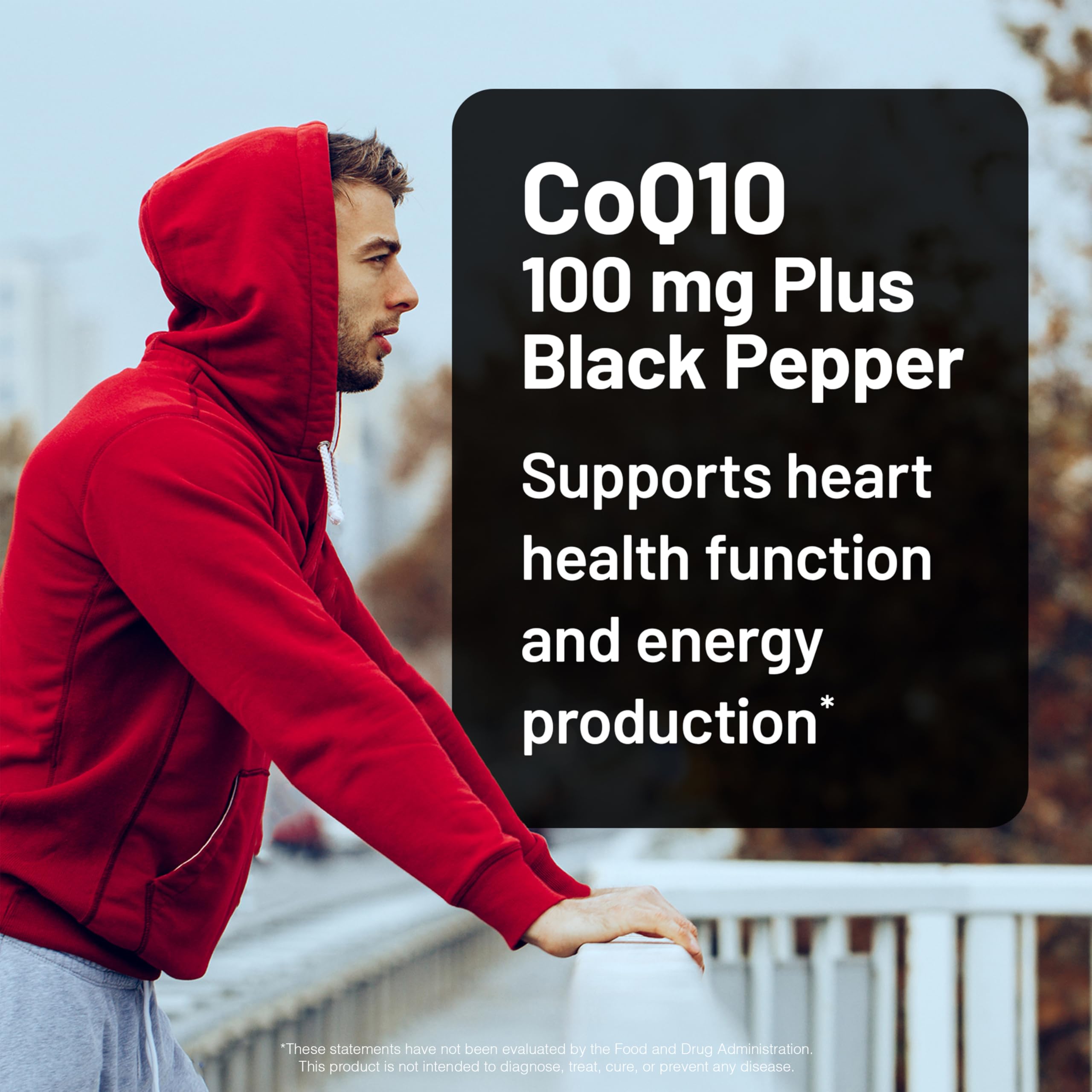 NatureWise CoQ10 softgels close up highlights easy to swallow capsules for daily use.