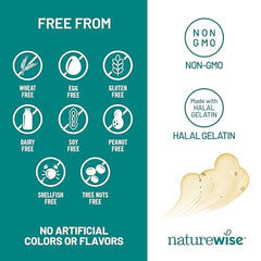 NatureWise EPA and DHA per serving breakdown highlights heart and brain support.