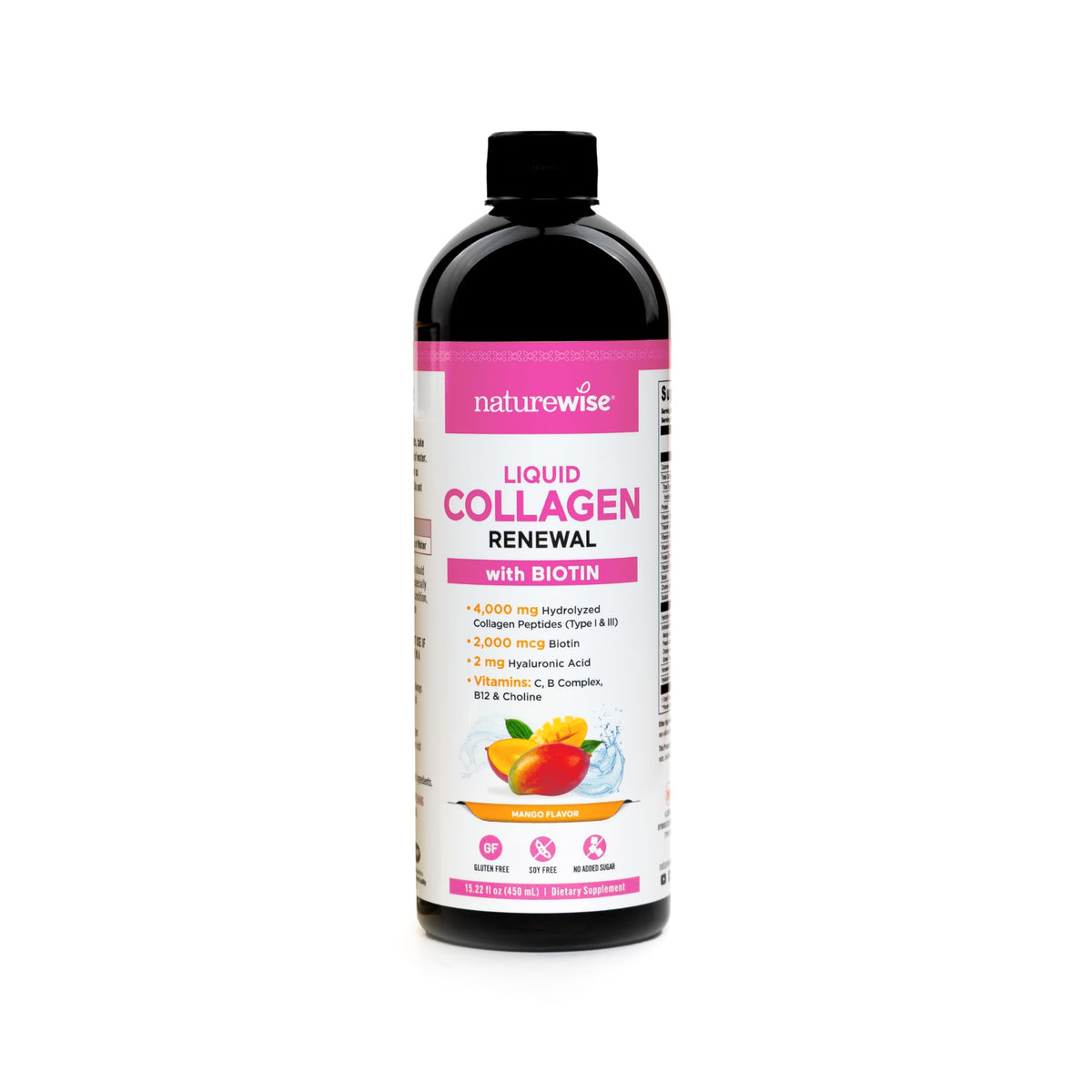 NatureWise Liquid Collagen mango bottle highlights a tasty skin-supporting supplement.