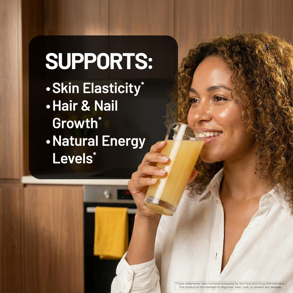 NatureWise Liquid Collagen pours into water for convenient daily use.