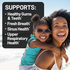 NatureWise BLIS K12 tablet close-up highlighting fresh breath support.