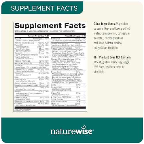 NatureWise organic fruits and vegetables blend bottle for nutrient-rich daily vitality.