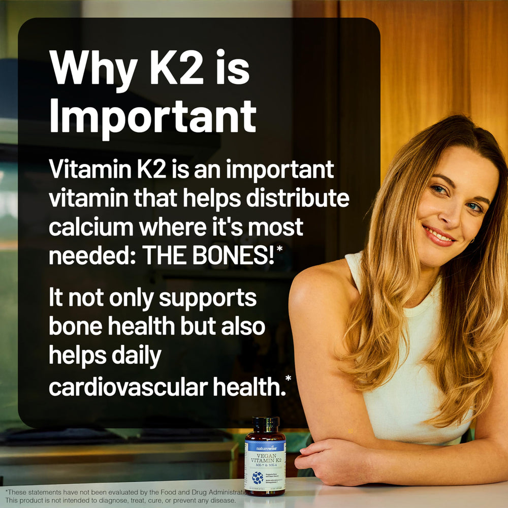 Visual of NatureWise K2 MK7 and MK4 subtypes for bone support