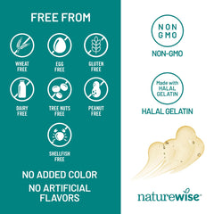 NatureWise wildcaught omega-3 fish oil bottle emphasizing sustainable sourcing.