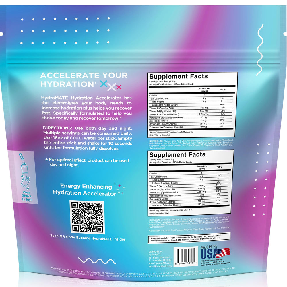 NatureWorks HydroMATE 30-pack display showing convenient hydration packets