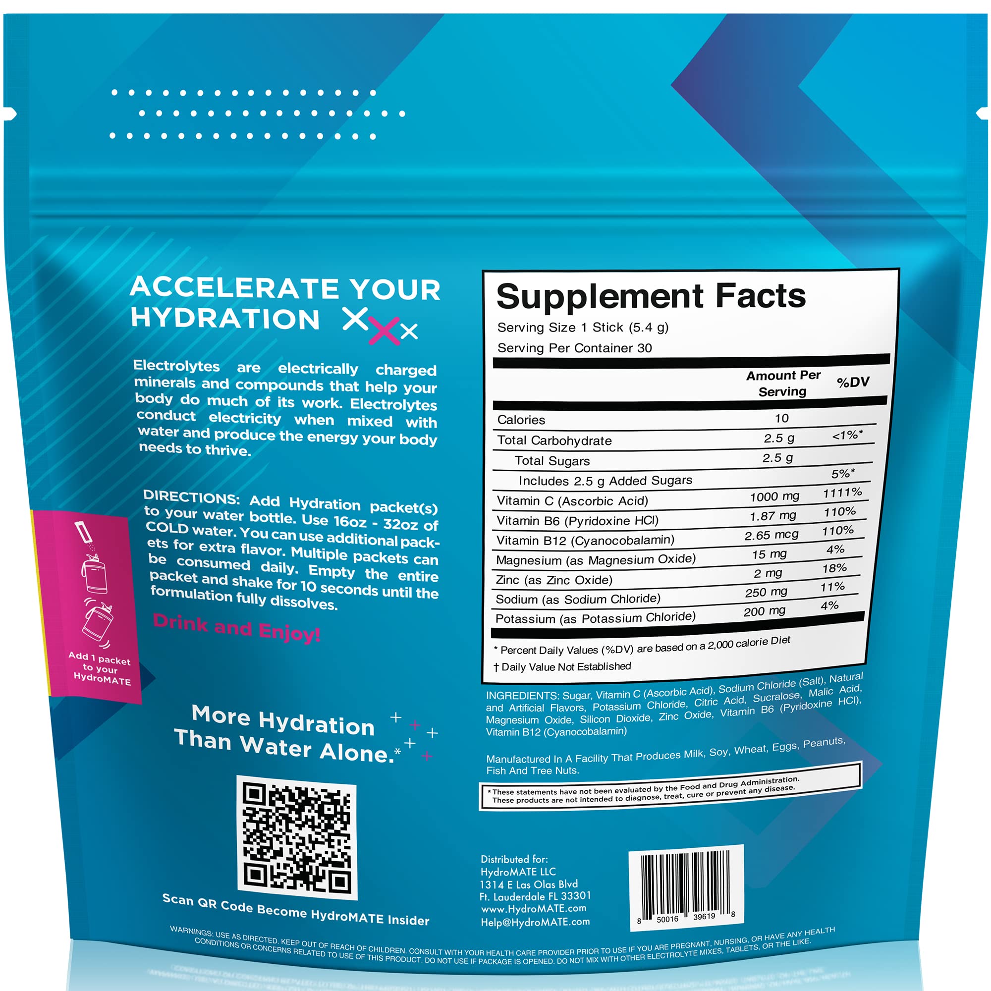 NatureWorks HydroMATE fruit punch packets packaging highlights low sugar and convenience.