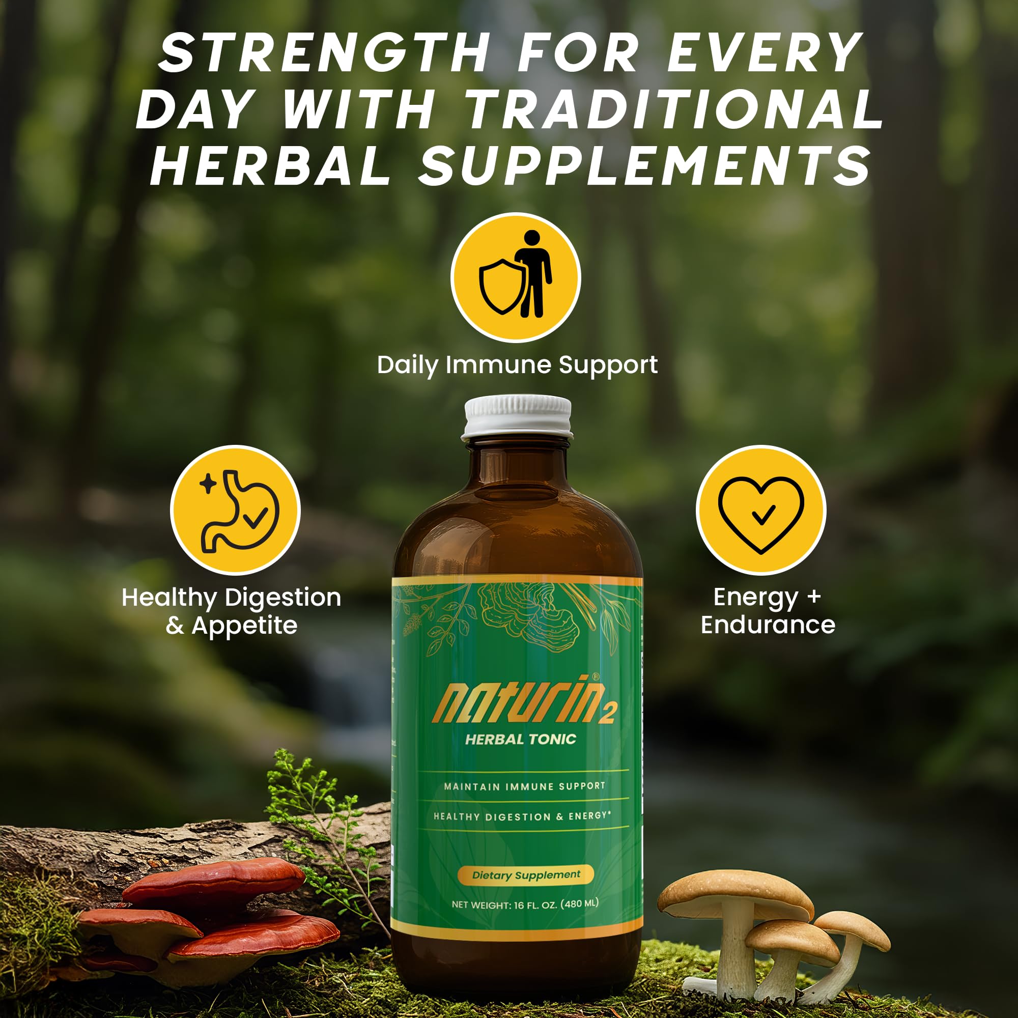 NATURIN2 immune-support blend jar label close-up illustrating resilience and balance.