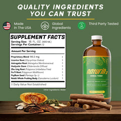 NATURIN2 natural-energy astragalus-reishi bottle pouring for steady daytime vitality.