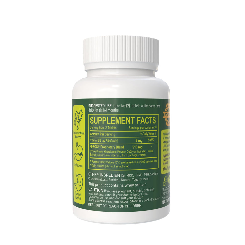 NATURION H. Pylori Support bottle label detailing key ingredients.