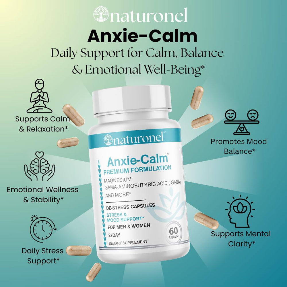 Naturonel Anxie-Calm capsules closeup for daytime calm.