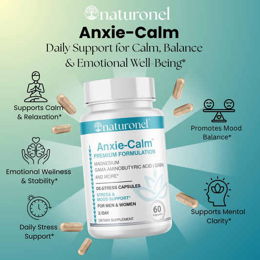 Naturonel Anxie-Calm capsules closeup for daytime calm.