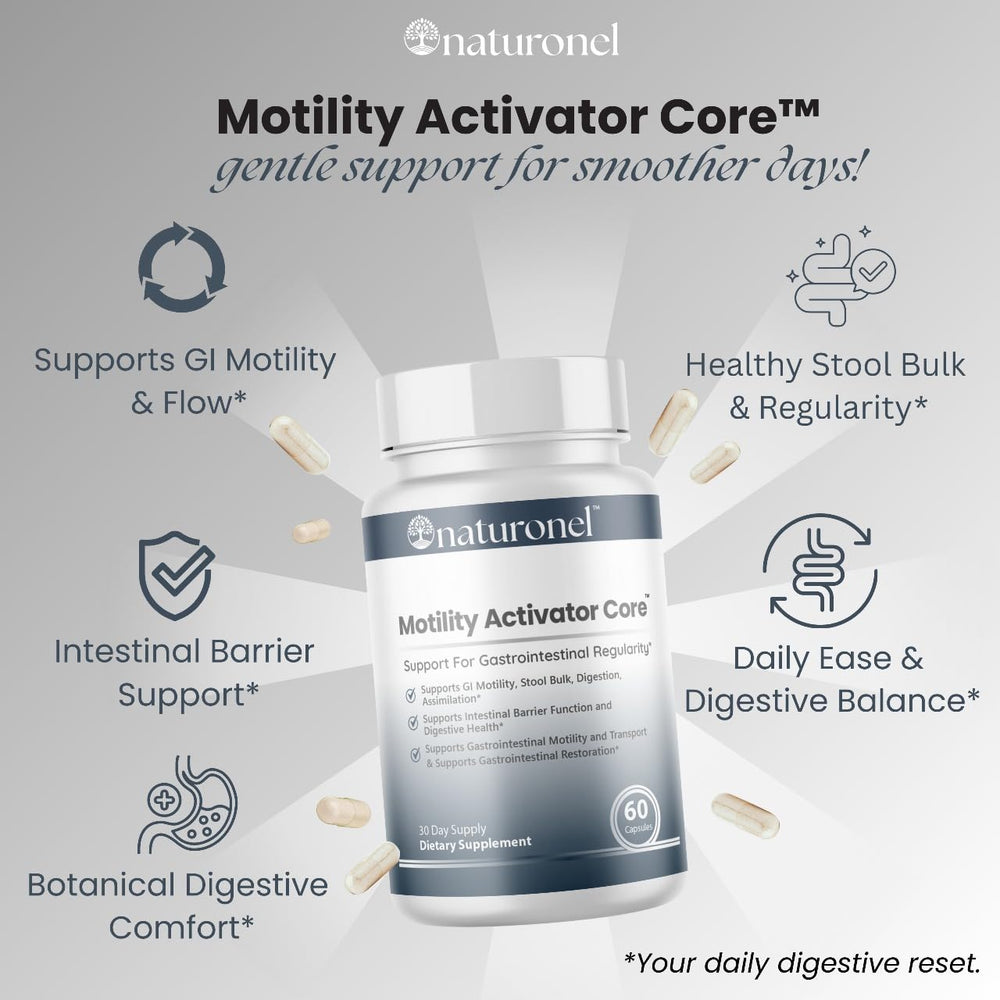 Naturonel Motility Activator Core Cleanse bottle ready for a gentle cleanse routine.