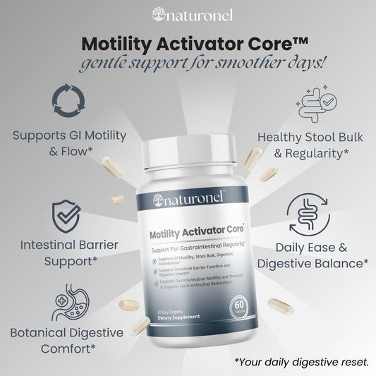 Naturonel Motility Activator Core Cleanse bottle ready for a gentle cleanse routine.