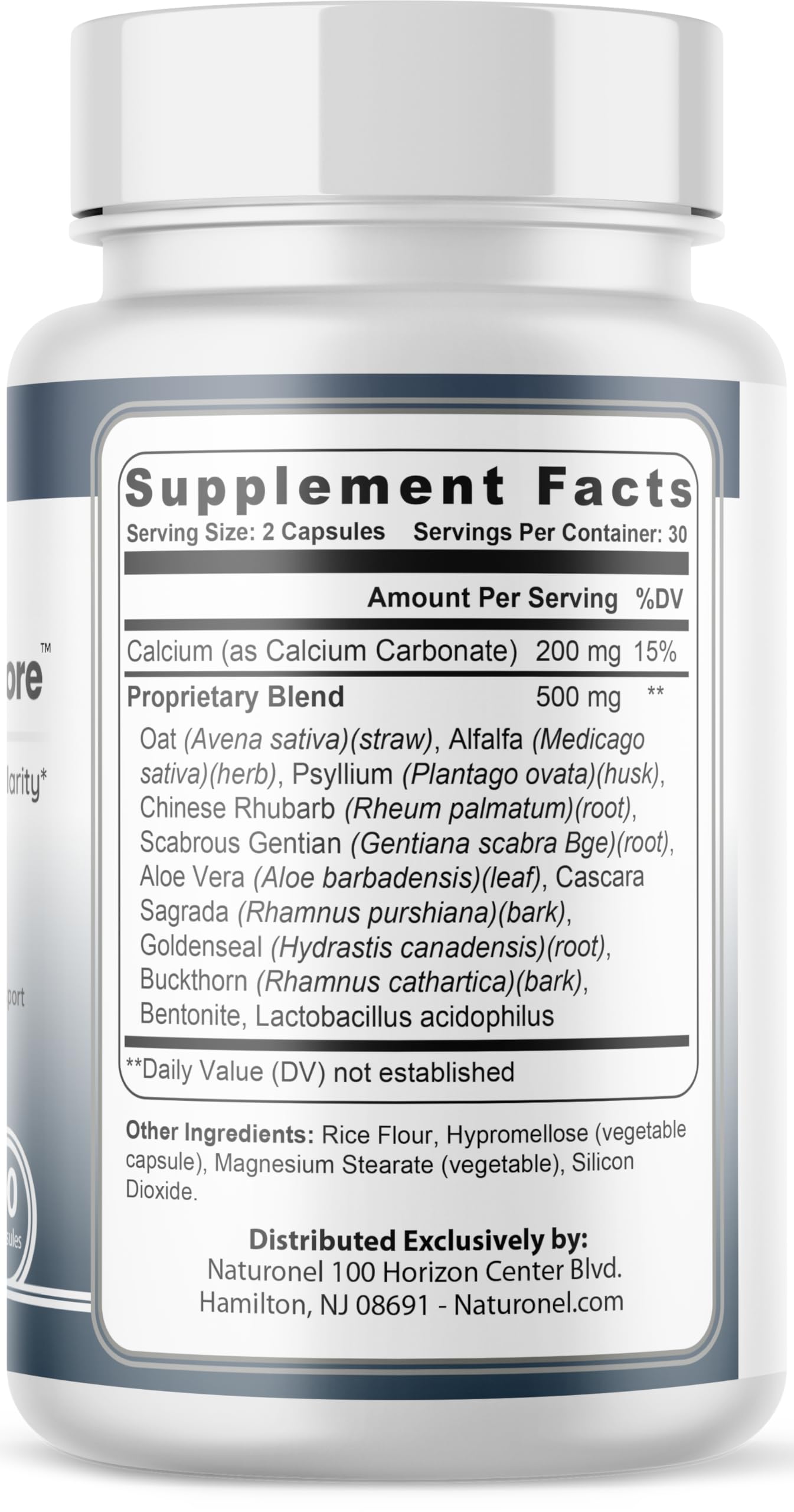 Naturonel Motility Activator Core daily-use setup with glass of water.