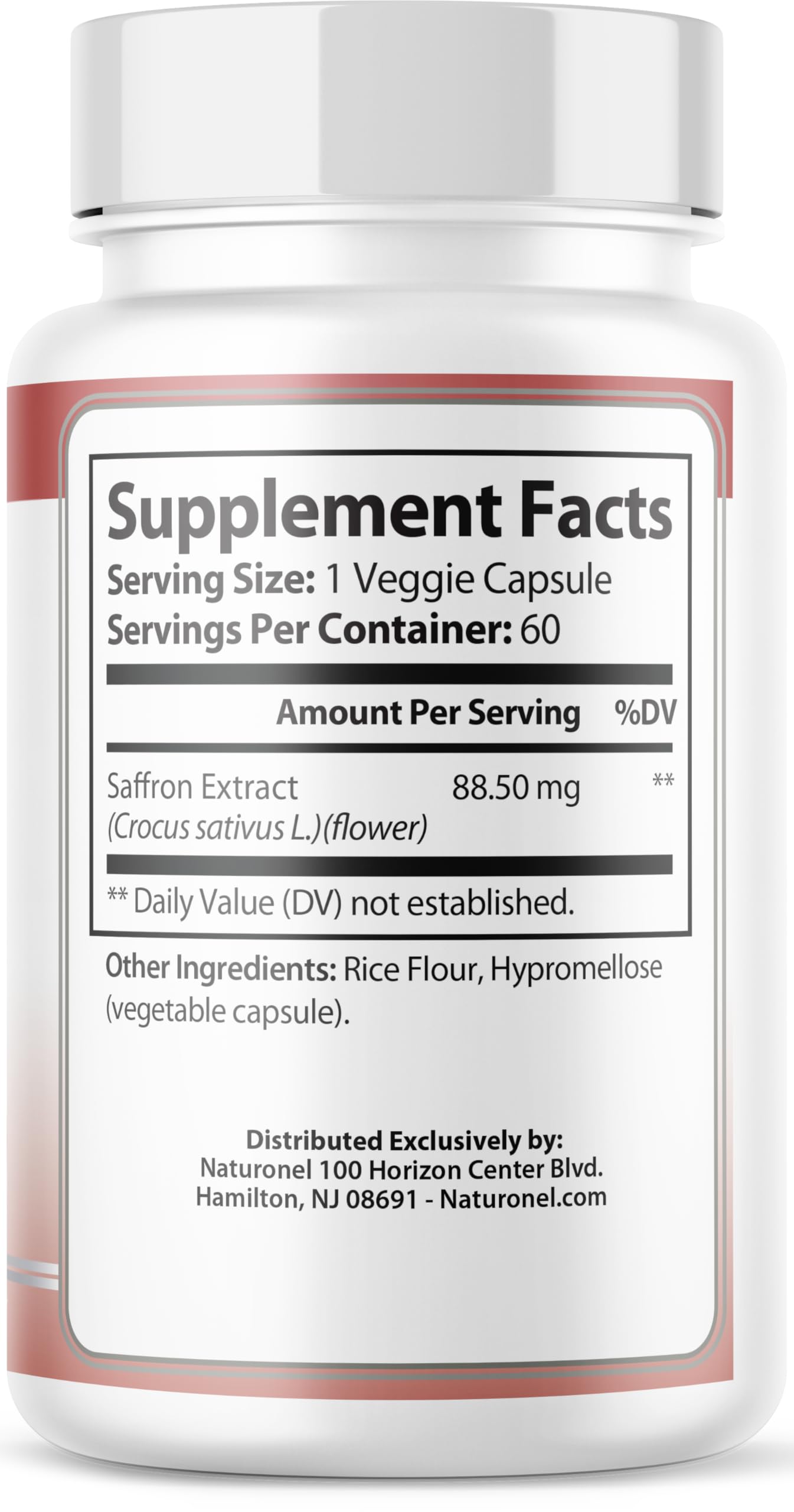 Naturonel saffron packaging on shelf communicates premium, naturally derived ingredients.