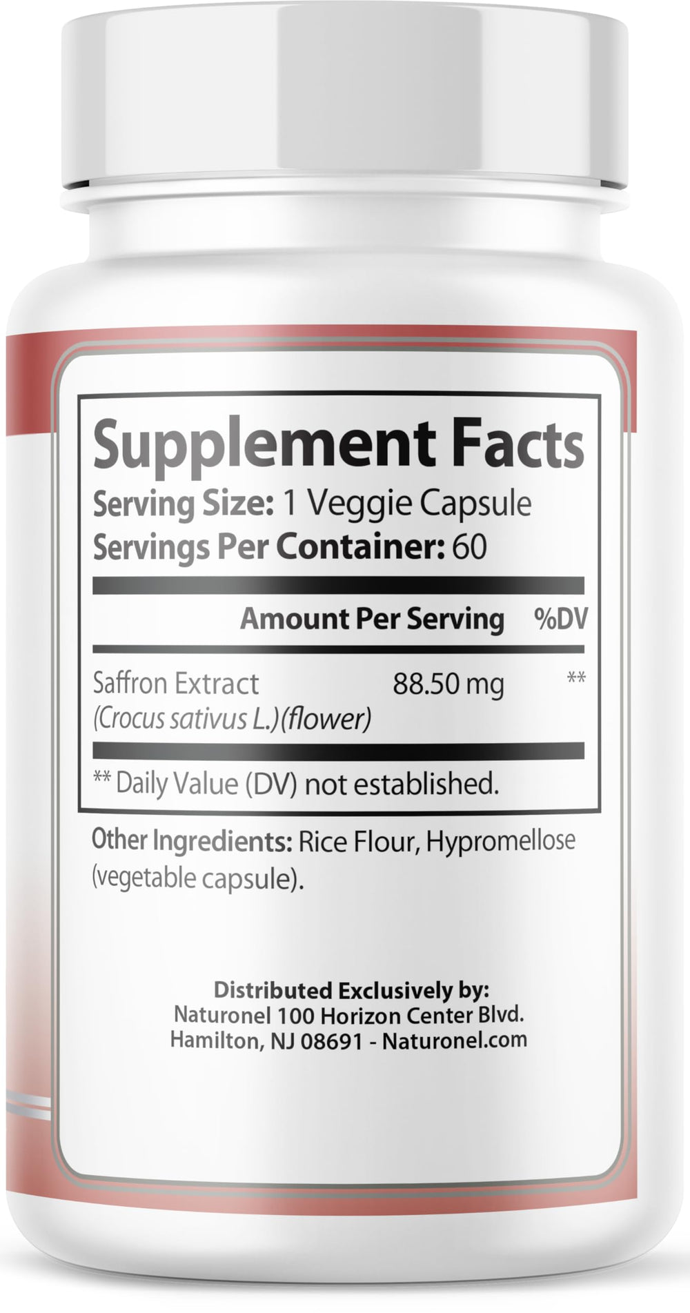 Naturonel saffron packaging on shelf communicates premium, naturally derived ingredients.